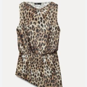 Zara Leopard Print Sleeveless Blouse